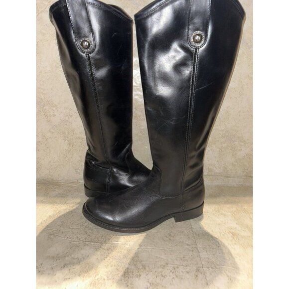 Frye Melissa Black Leather Zip Up Lug Equestrian Inspired Tall Boots Size 6 B - Picture 5 of 10